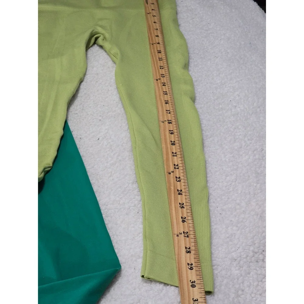SET ACTIVE Bundle XS Sportbody Romper Teal Bodysuit Lime Green Ribbed Leggings - Picture 6 of 15